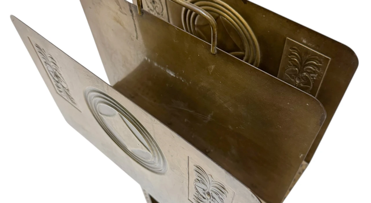 Vienna Secession Patinated Brass Magazine Rack, 1900s